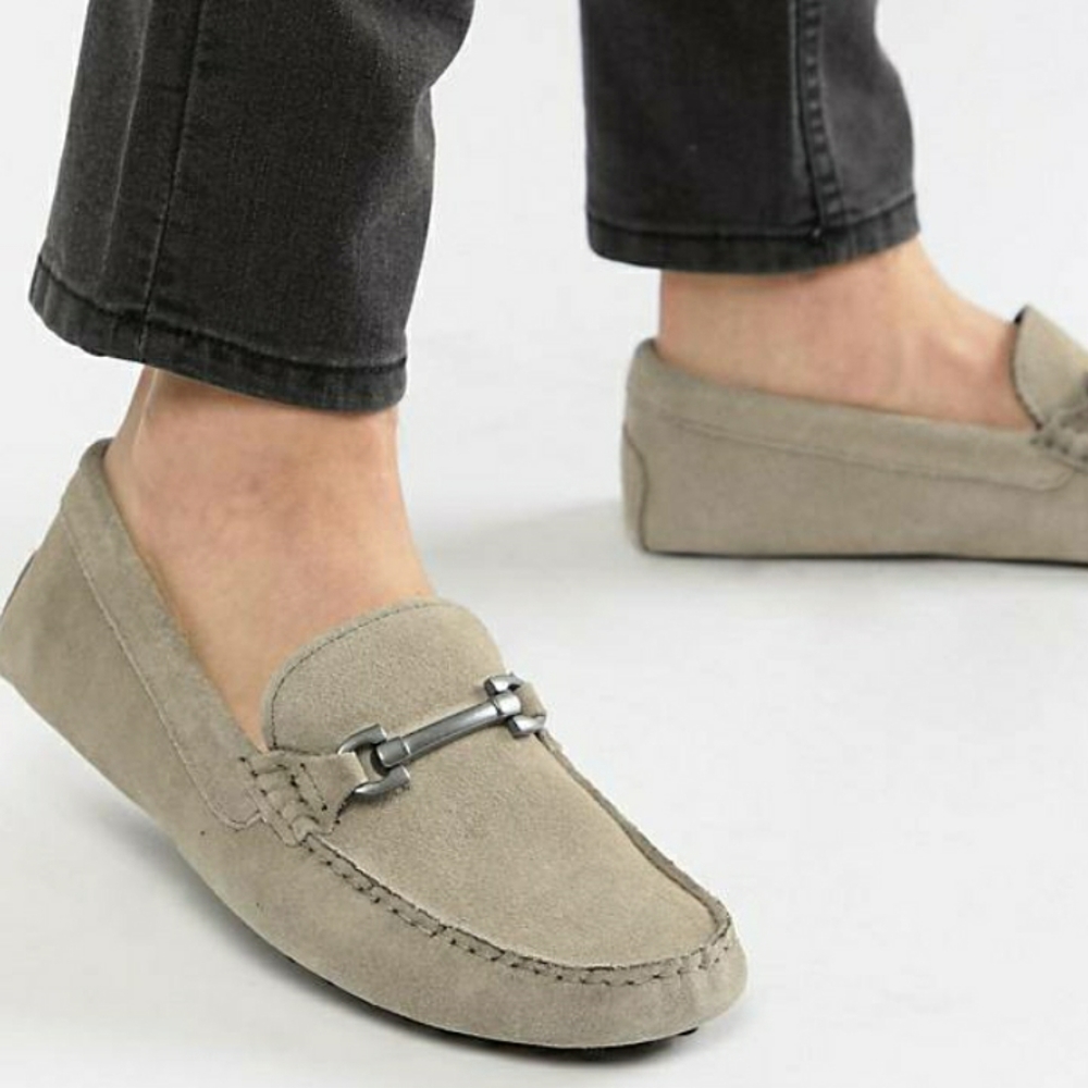 ASOS DESIGN Suede Loafers (Gray)
